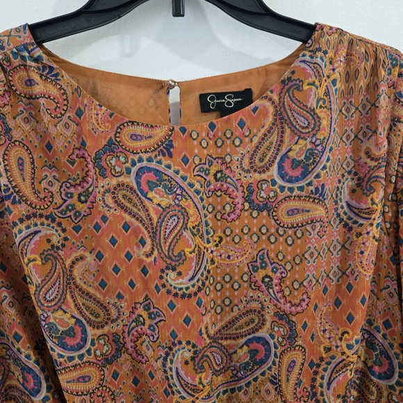 Jessica Simpson Women’s XL Paisley Boho Dress Flare Sleeve Boutique Style - Picture 6 of 10
